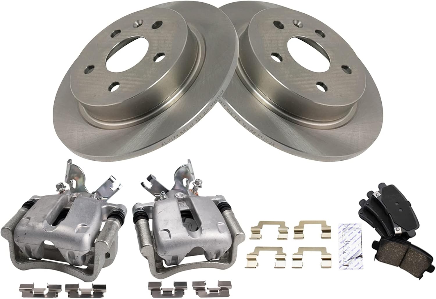 TRQ Rear Brake Pad and Rotor Set Ceramic Solid Rotors Calipers Compatible with 2012-2016 Buick LaCrosse 2012-2017 Regal 2013 Chevrolet Malibu