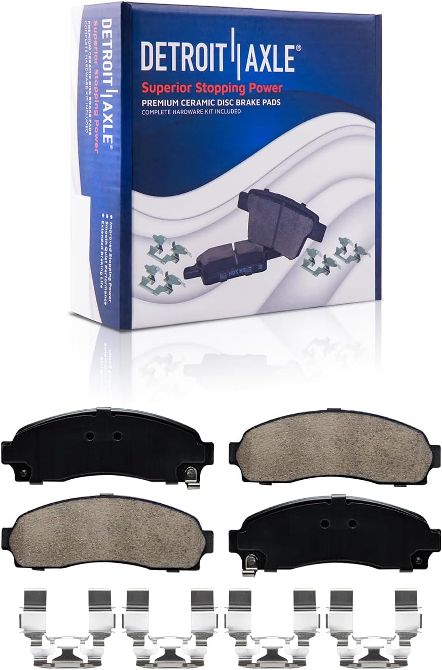 Detroit Axle - Brake Kit for 02-05 Ford Explorer Mercury Mountaineer 2002 2003 2004 2005, Drilled & Slotted Disc Rotors Ceramic Brakes Pads Replacement: 12.01' inch Front and 11.85' Rear Rotor