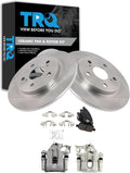 TRQ Rear Brake Pad and Rotor Set Ceramic Rotors Calipers Compatible with 2008-2015 Scion xB