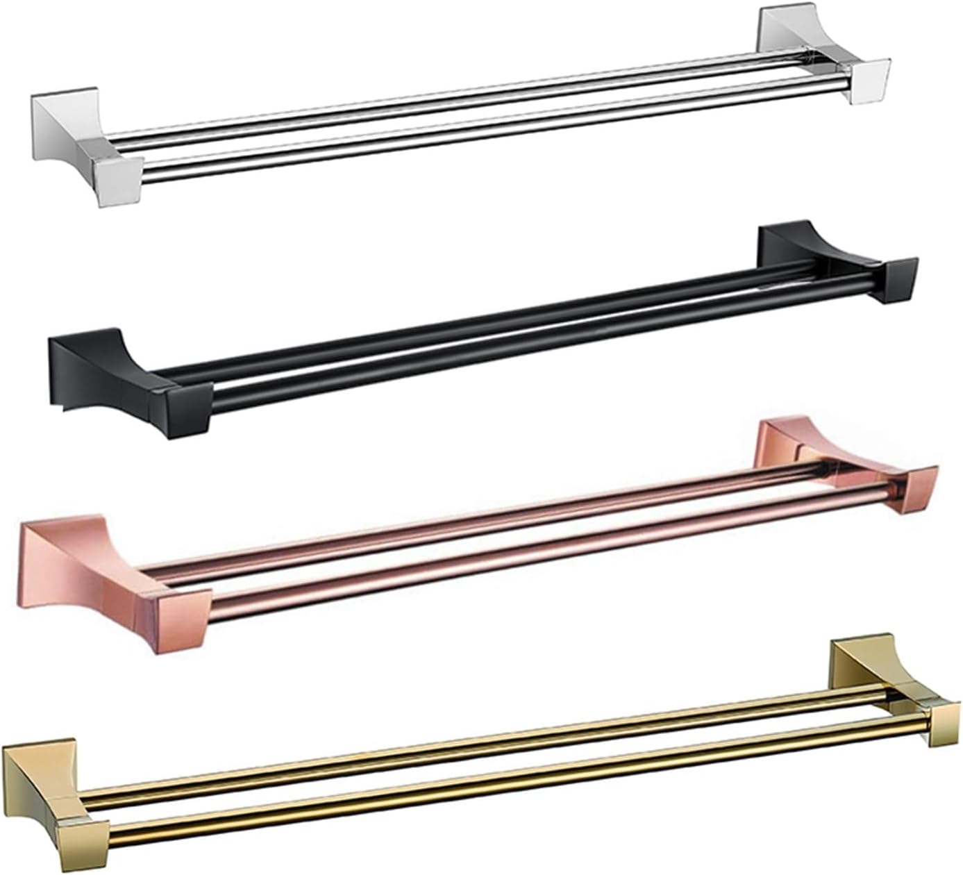 Rose Towel Racks Bathroom Chrome Finish Matt Black Stainless Steel Bath Towel Shelves Double Towel Bar Rail Bath Hardware(1 pcs Rose Gold)