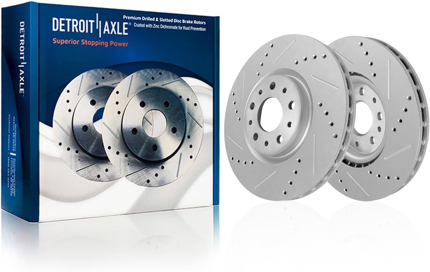 Detroit Axle - 6pc Front Brake Kit for 2015-2022 Ram Promaster City, 2016 2017 2018 2019 2020 2021 Drilled and Slotted Disc Brakes Rotors Ceramic Brake Pads Replacement : 12.01' inch Rotor