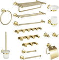 Brushed Gold Wall Mount Shelf Toilet Bath Hardware Paper Holder Towel Bar Rack Rail Rod Robe Hook Hanger Bathroom Accessories(BG Towel Rack)