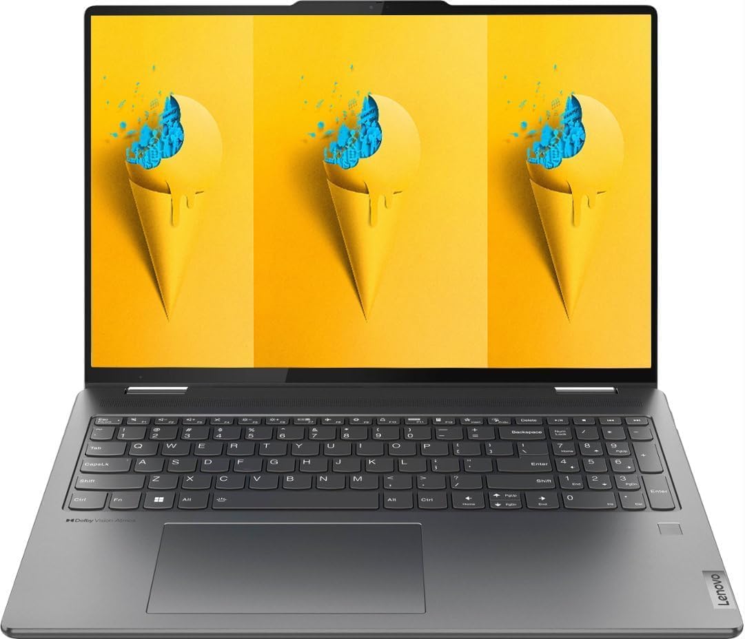 Lenovo Yoga 7i 2-in-1 16' WUXGA Touchscreen Laptop, Intel Core i5-1335U, 8GB RAM, 512GB SSD, Backlit Keyboard, Fingerprint Reader, Windows 11 Home, Storm Grey
