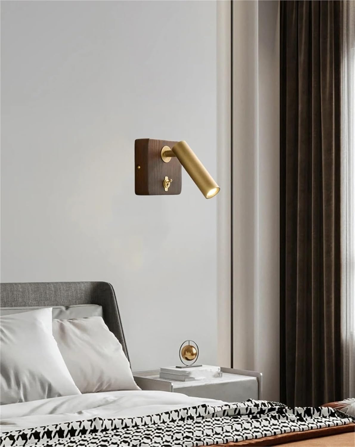 with Switch Wall Lamp Gold Silver Brass Wooden Lighting Fixtures for Bedroom Reading Hotel Office,Elegant