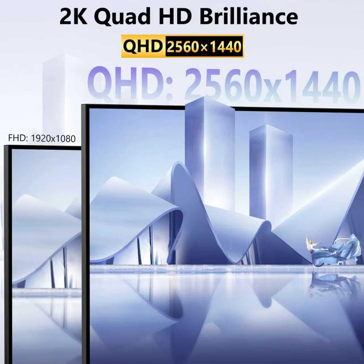 Touchscreen Monitor 24 Inch with Webcam Full HD 2560x1440P @100Hz 10-Point Multi Touch Screen PC Monitor, HDMI VGA USB Port, Built-in Speakers