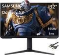 Samsung 32' Odyssey G3 Series FHD LED Gaming Monitor, 165Hz, 1ms, FreeSync Premium, Eye Saver Mode, Height Adjustable Screen, Black, with HDMI Cable