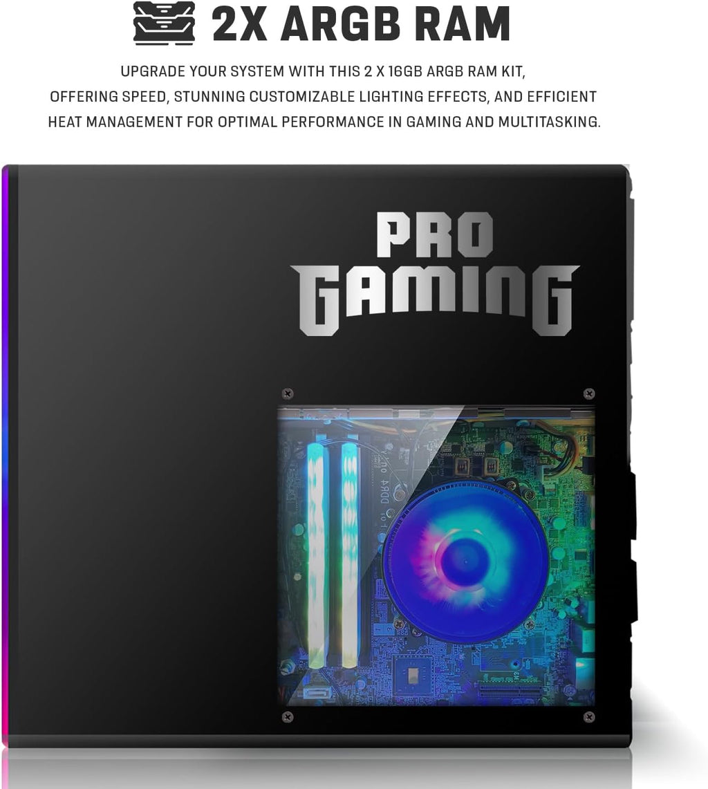 Hp Desktop Computer PC – Intel Core i5, 16GB ARGB RAM, 512 GB SSD, 32 Inch Curved Monitor, GT 1030 Graphics, RGB Keyboard with AI Copilot Key, Mouse & RGB Speaker, Windows 11 (Renewed)