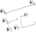KIBI Cube 5-Piece Brushed Nickel Bathroom Hardware Set, Solid Brass Wall Mount Toilet Paper Holder & Towel Bar Set | Includes 18' Towel Bar, Towel Ring, Toilet Paper Holder & Robe Hooks (C-KBA15-5-3)