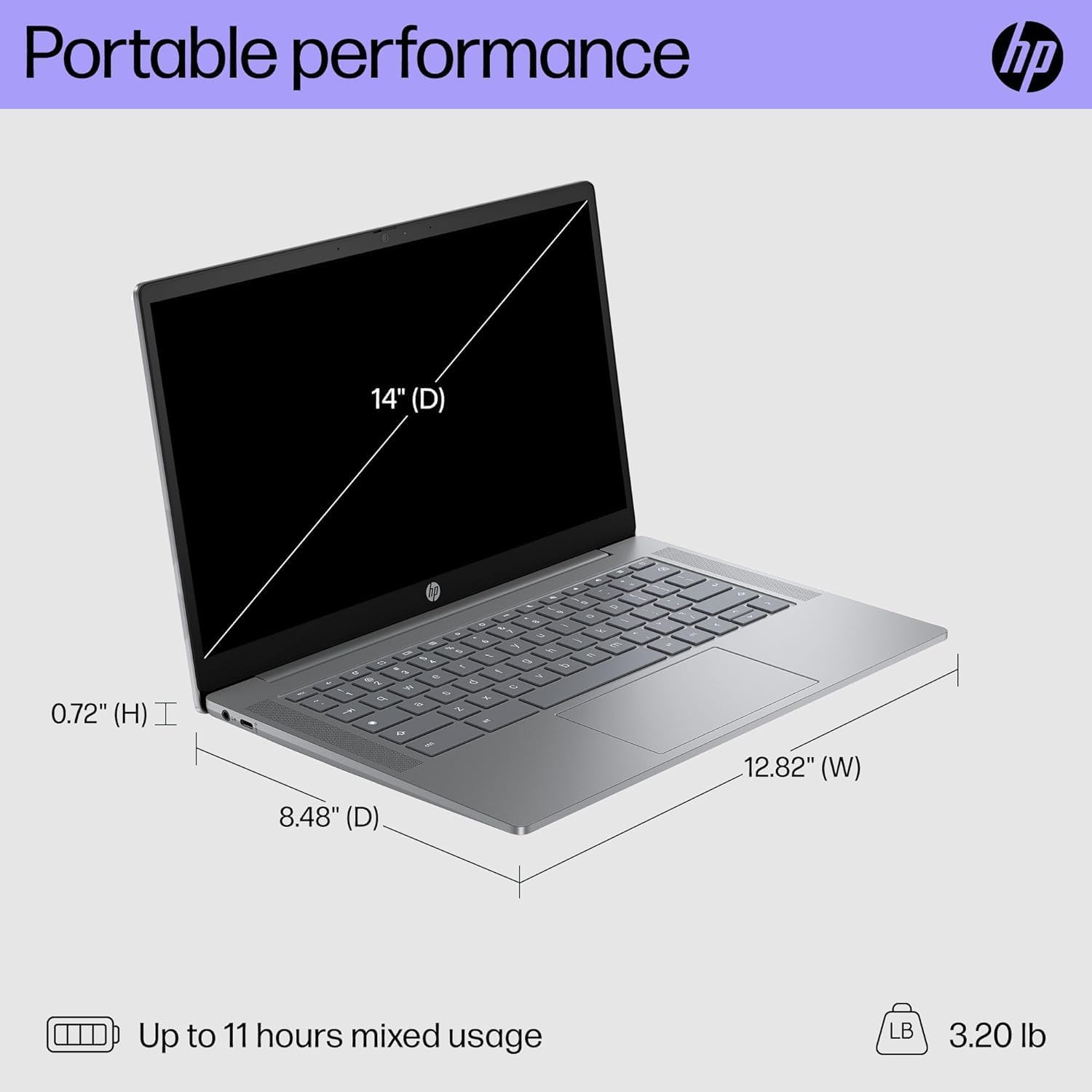 HP Chromebook Plus 14 Laptop (14' FHD Touchscreen, Intel Core i3-N305, 8GB DDR5 RAM, 256GB UFS), 1080p Webcam, Backlit Keyboard, Fast Charge, Wi-Fi 6, Chrome OS w/Wireless Mouse & Protective Sleeve