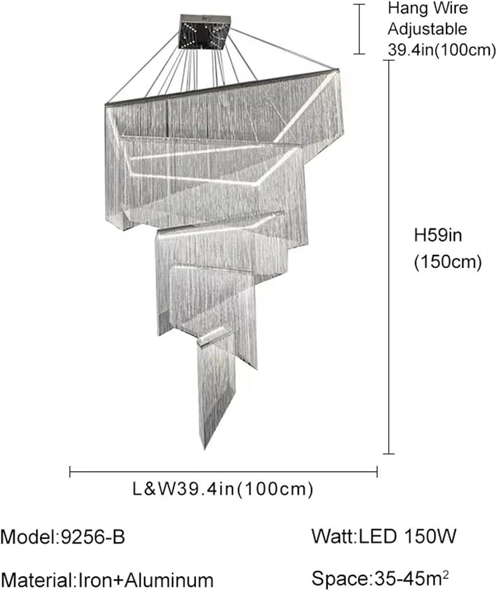 Modern Luxury LED Square high Ceiling Living Room Lobby Staircase Chandelier Gold/Silver Lighting fixtures,Dining Light Fixtures