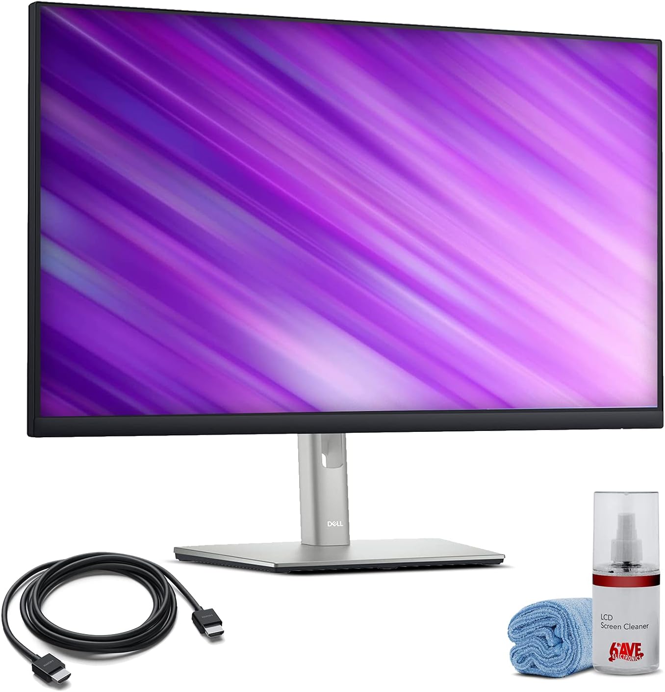 Dell P2722H Monitor Bundle 27' Inch Full HD IPS Display Height Adjustable Stand HDMI DisplayPort USB Hub Office Business Computer Screen + HDMI Cable + Cleaning Kit