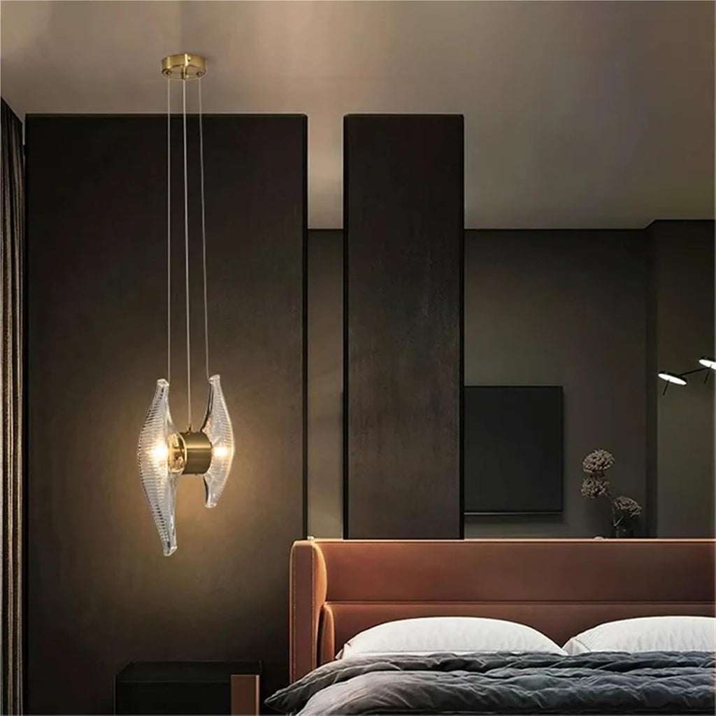 Glass LED Chandelier Gold Silver Metal Cord Adjustable Lighting Fixrures for Dining Room Bedroom Kitchen Foyer,Dining Light Fixtures