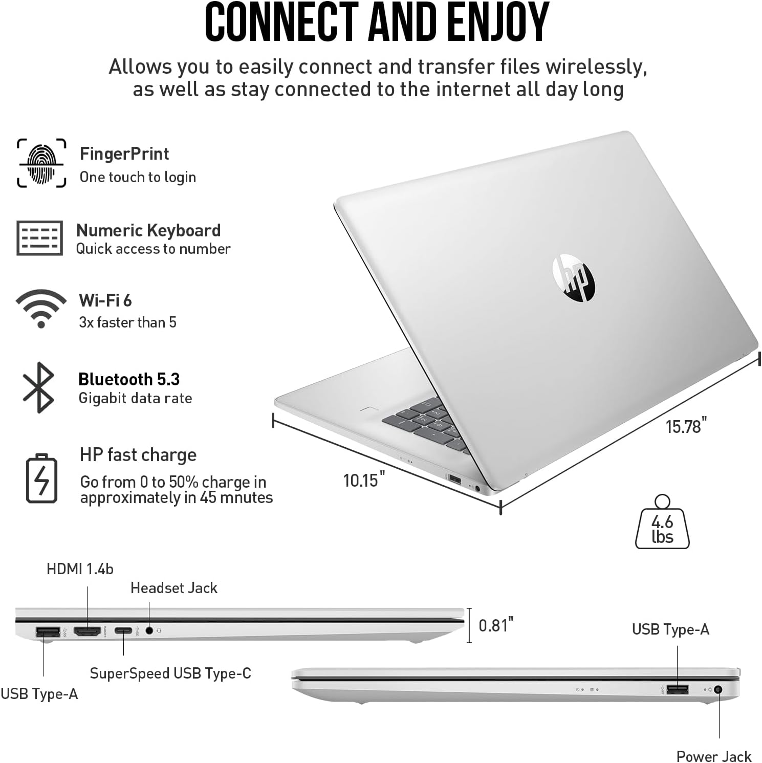 HP 17 Inch Laptop Touchscreen Computer, 17.3' HD+ Touch Screen Business Laptop PC, Intel Core i7, 32GB RAM 2TB SSD, Windows 11 Pro, Copilot AI, 10-Key Number Pad, Fingerprint