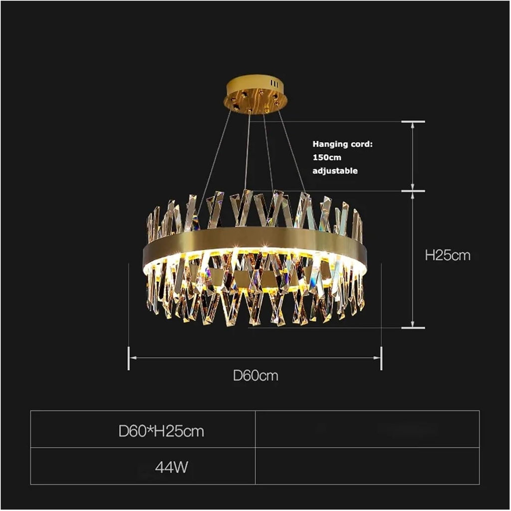 Crystal Chandelier Round Oval Gold Silver Hanging Lamps Suspension Luminaire for Living Room,Dining Light Fixtures