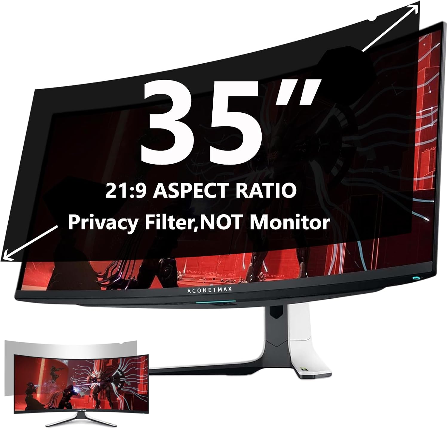 35 Inch Privacy Screen Filter for Computer Ultrawide 21:9 Curved Monitor | Privacy Shield | Anti-Glare | Anti Blue Light Protector
