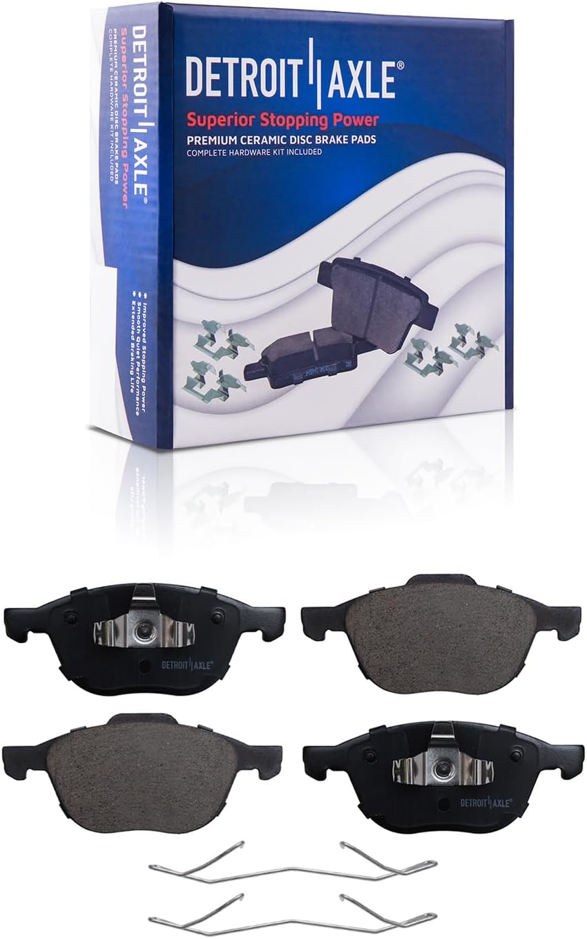 Detroit Axle - Brake Kit for 2006-2013 Mazda 3 2010-2013 Mazda 3 Sport, Drilled & Slotted Brake Rotors and Ceramic Brakes Pads Front and Rear 2011 2012 Replacement