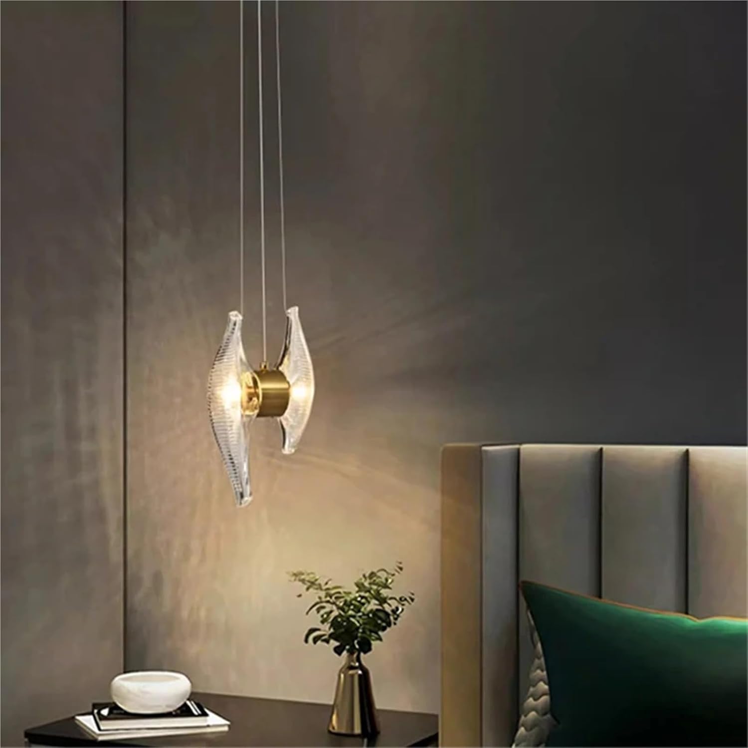 Glass LED Chandelier Gold Silver Metal Cord Adjustable Lighting Fixrures for Dining Room Bedroom Kitchen Foyer,Dining Light Fixtures