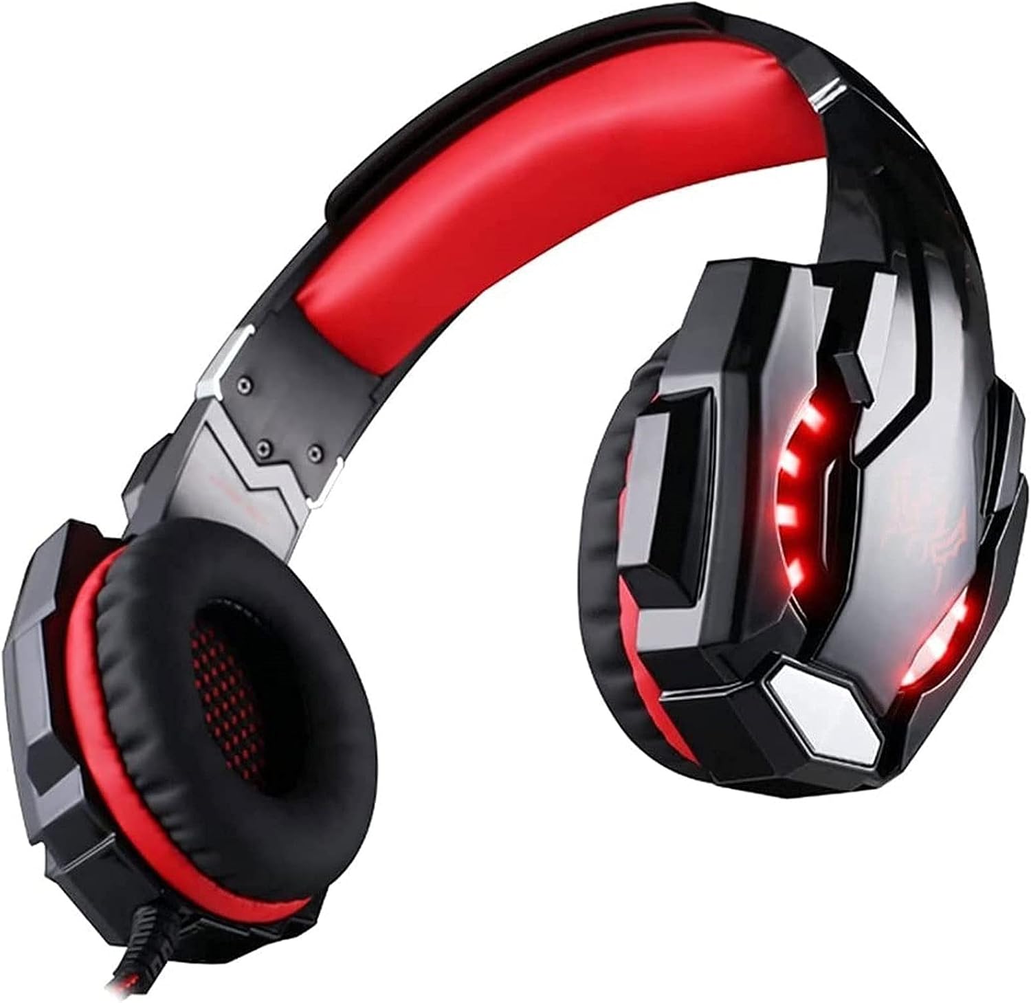 zhanghong LED Lights Wired Gaming Headset, Stereo Surround Sound, Super Soft Over-Ear Pads, One Key Mic Mute, Shock Feeling, Sound Clarity Compatible with 3.5mm Jack (Color : Red)