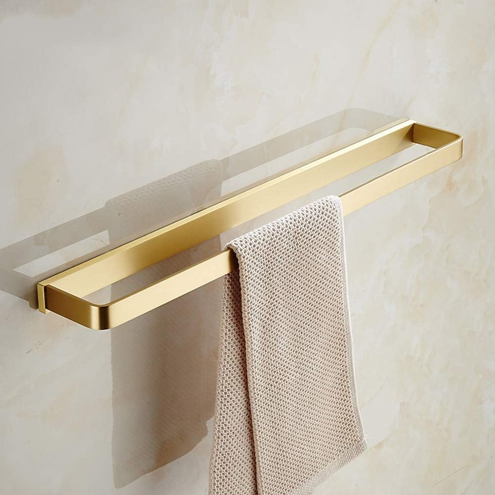 Wall Mounted Towel Rack Brass Towel Shelf Made Brushed Finish Double Rail Holder for Hotel Bathroom Storage Rack Gold