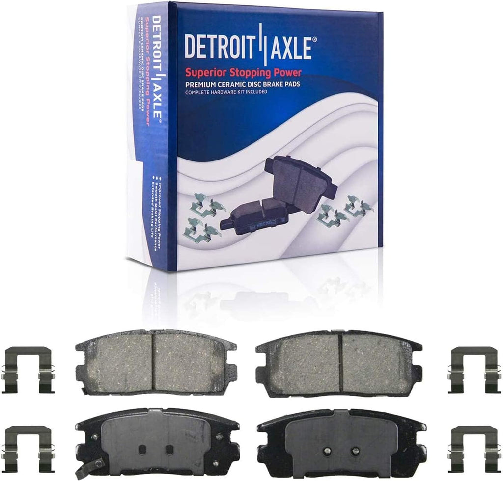 Detroit Axle - Brake Kit Wheel Bearing Hubs for 2010-2017 Chevy Equinox GMC Terrian Brake Rotors Ceramic Brakes Pads Wheel Bearing Hubs 2011 2012 2013 2014 2015 2016 Front and Rear Replacement