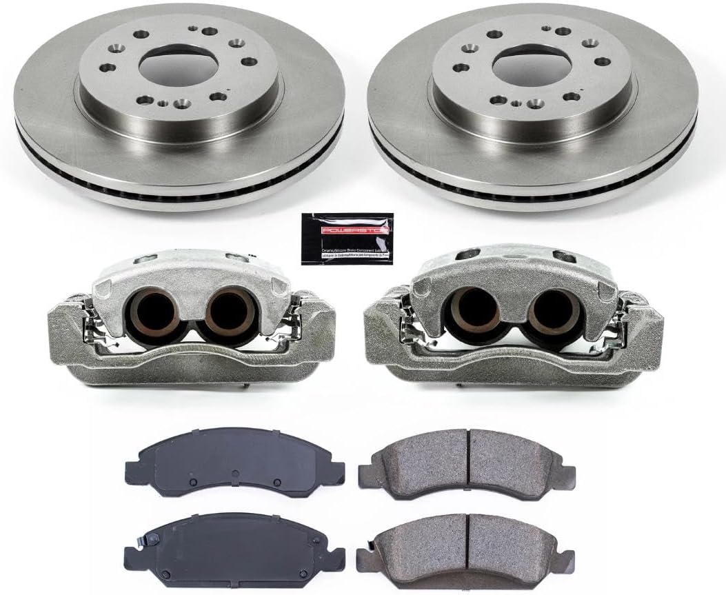 PowerStop Front Brake & Caliper Kit for Cadillac Escalade 2008-20 |Escalade ESV 2008-20 |Escalade EXT 2008-13 |XTS 2013-19 - Ceramic Brake Pads + Calipers + Disc Rotors Replacement, KCOE2069