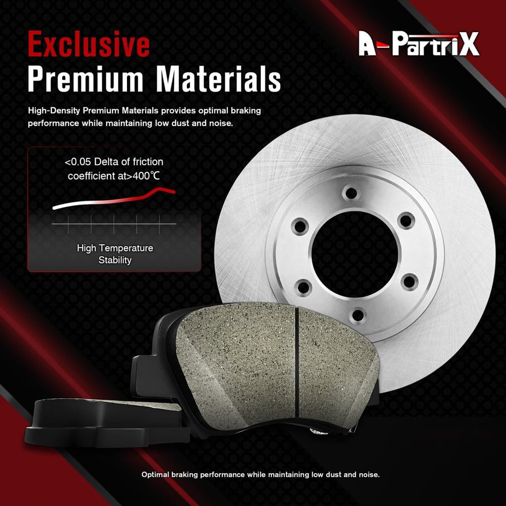 6X Vented Brake Rotor and Semi-Metallic Pads Front Replacement Brakes Kit fits Ford Fiesta 1.0L 2014 2015 2016 2017, fits Fiesta 1.6L 2011 2012 2013 2014 2015 2016 2017 2018 2019
