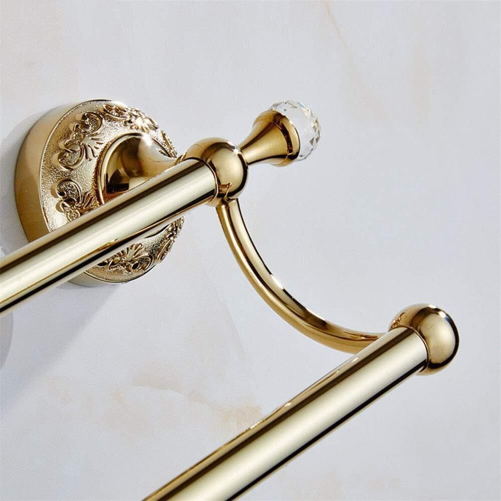 Gold Crystal Towel Rack, 55cm Double Pole Wall-Mounted Towel Bar, Rust-Proof, Heavy Duty