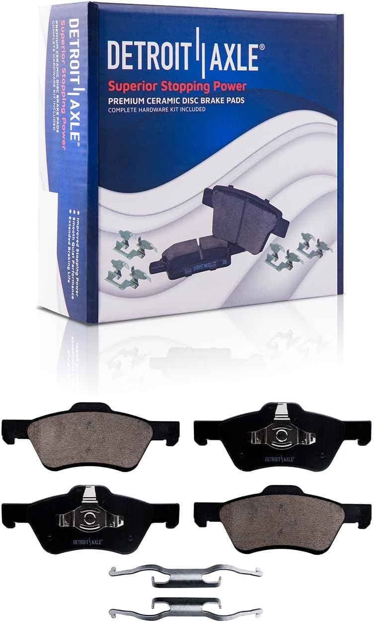 Detroit Axle - Front Brake Kit for Ford Escape Mazda Tribute Mercury Mariner, Disc Brakes Rotors Ceramic Brake Pads and Wheel Bearing and Hubs Replacement: 11.92'' inch Rotor