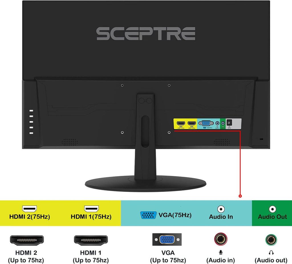 Sceptre IPS 24-Inch Business Computer Monitor 1080p 75Hz with HDMI VGA Build-in Speakers, Machine Black (E248W-FPT)