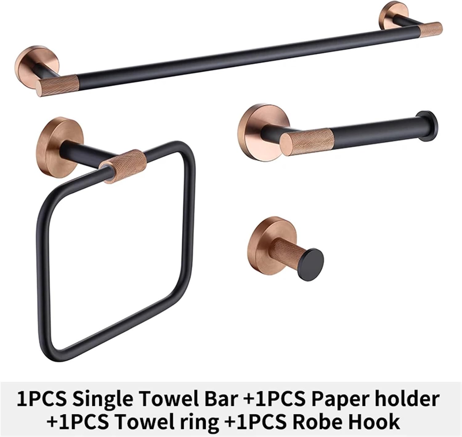 Black Rose Gold Wall Mount Stainless Steel Robe Hook Toilet Paper Holder Towel Bar Rack Cup Holder Bathroom Set(Whole Set 09)