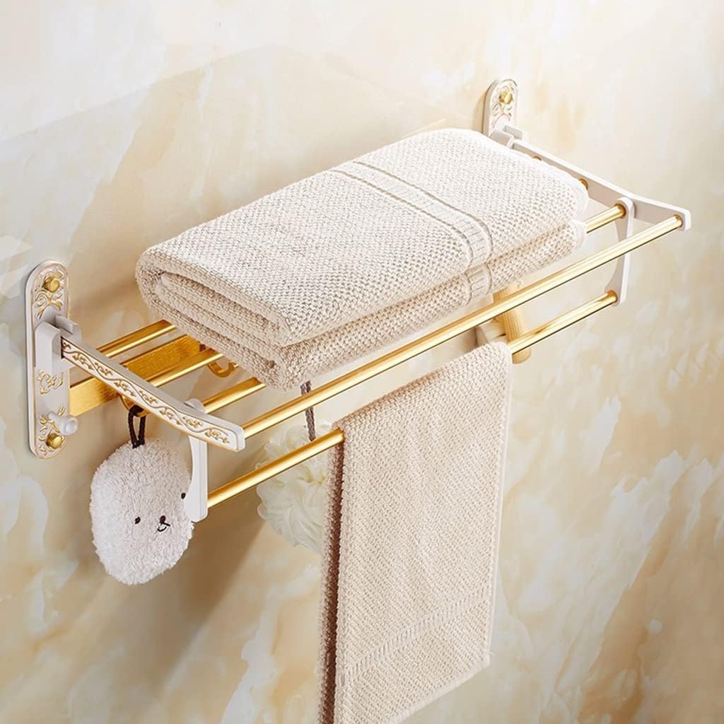 Towel Rack Platinum European Towel Rack Bar Rail, Space Aluminum Gold Towel Shelf, Tissue Paper Holder, Bathroom Accessories Set Bathroom Hardware/Folding Towel Rack The New