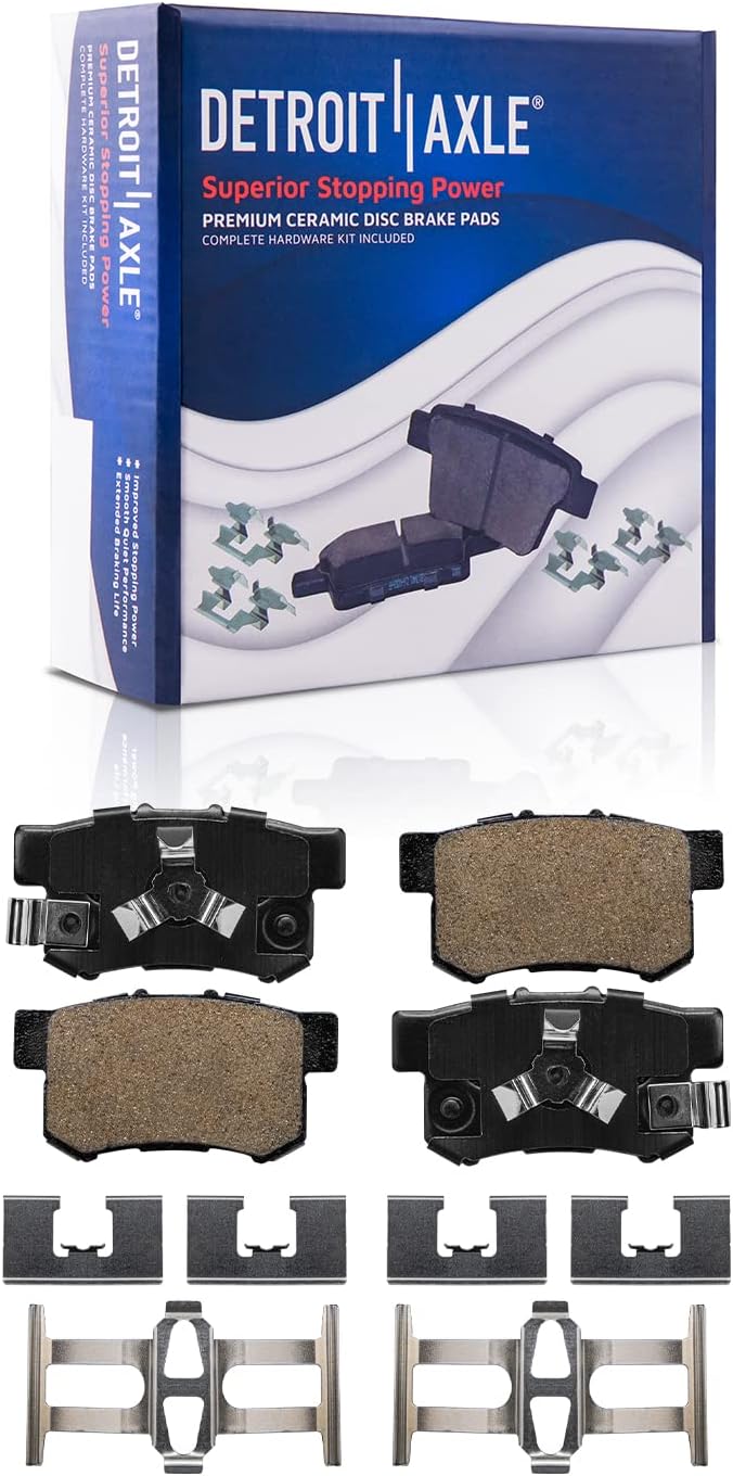 Detroit Axle - Brake Kit for 2012-2016 Honda CR-V, Front & Rear Drilled and Slotted Disc Brake Rotors Ceramic Brakes Pads 2013 2014 2015 Replacement