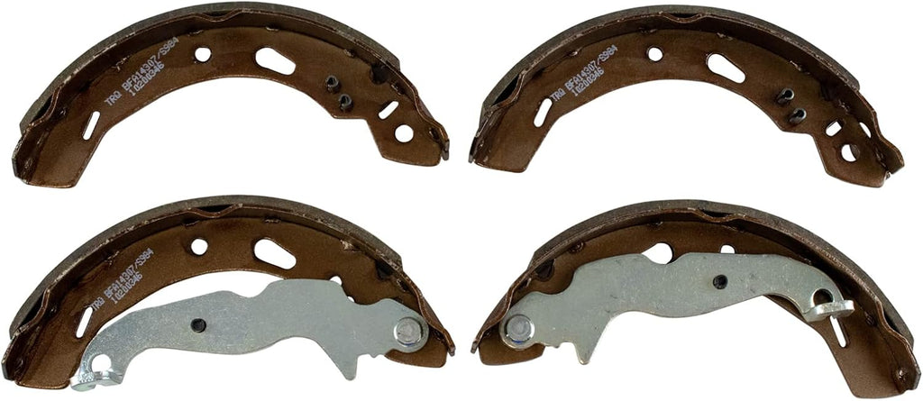 TRQ Performance Front Rear Brake Pad Rotor Shoe Drum Kit Ceramic Slotted Drilled G-Coated 10.16 in for 2011-2016 Ford Fiesta