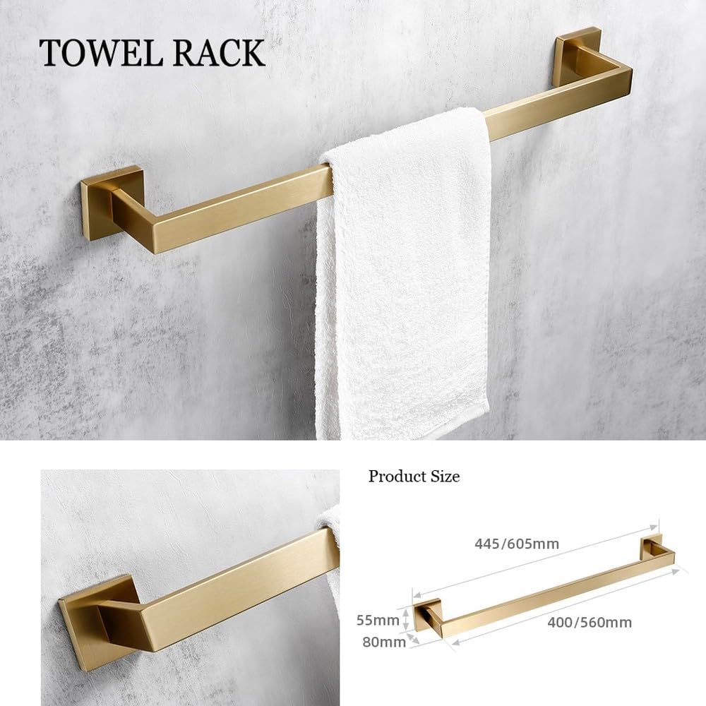 Matte Gold Towel Rack 304 Stainless Steel Bar Double Shelf Paper Holder Tissue Toilet Brush,Spain