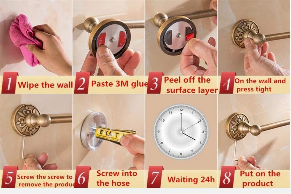 European Crystal Gold Double Pole Towel Rack, Wall-Mounted, Rust-Proof, 55cm Bathroom Towel Bar