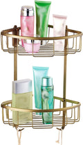 Bathroom Hardware Set,Towel Rack Set for Bathroom European Antique Brass Bath Towel Bar Toilet Wall Hanging Bathroom Pendant Towel Rack Stand,Double Layer Tripod Basket