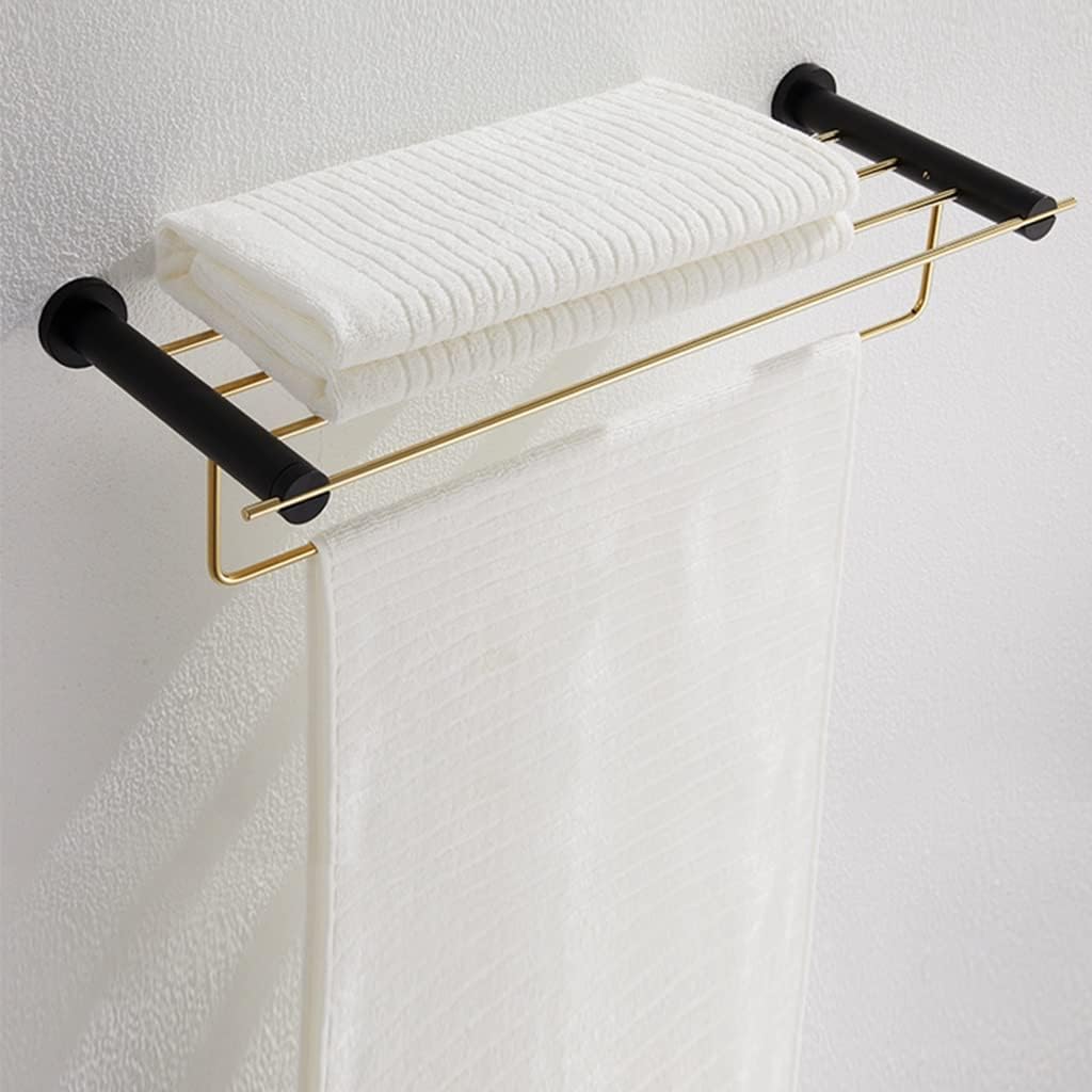 Black and Gold Bath Towel Rack, European Style Towel Rack Without Punching Hook, Bathroom Rack Towel Rail/Towel Bar (Color : Towel Rack)