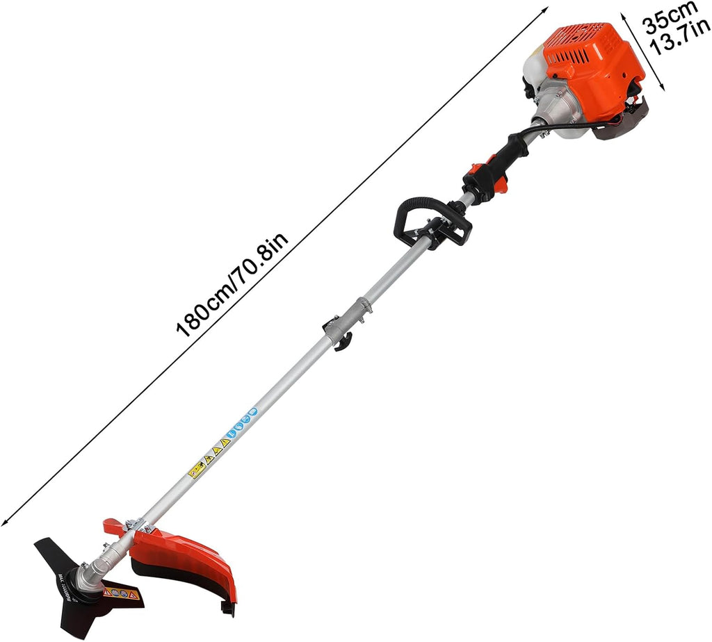 5 in 1 Hedge Trimmer Grass Tree Trimmer Gas Powered, 52CC 2-Stroke Multi Functiona Gas Weed Eater/Brush Cutter/Chainsaw, Maximum Power/Speed-2.3KW/8500rpm Weed Wacker for Yard Garden Red