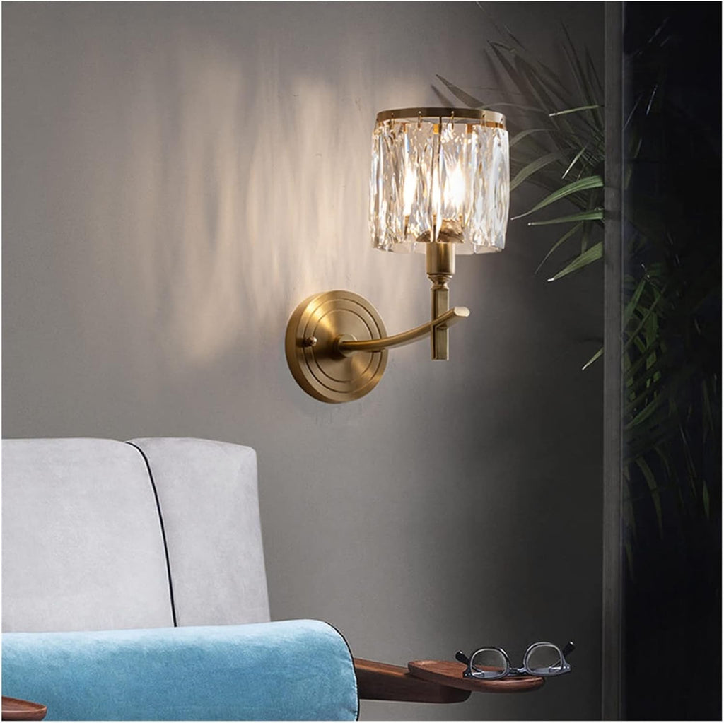 Modern Crystal Wall Sconce, Indoor Wall Mount Light, Creative Crystal Bedside Creativity Wall Lamp, Bathroom Decor Vanity Lighting Fixtures, Gold Wall Lamp for Bathroom Bedroom Hallway