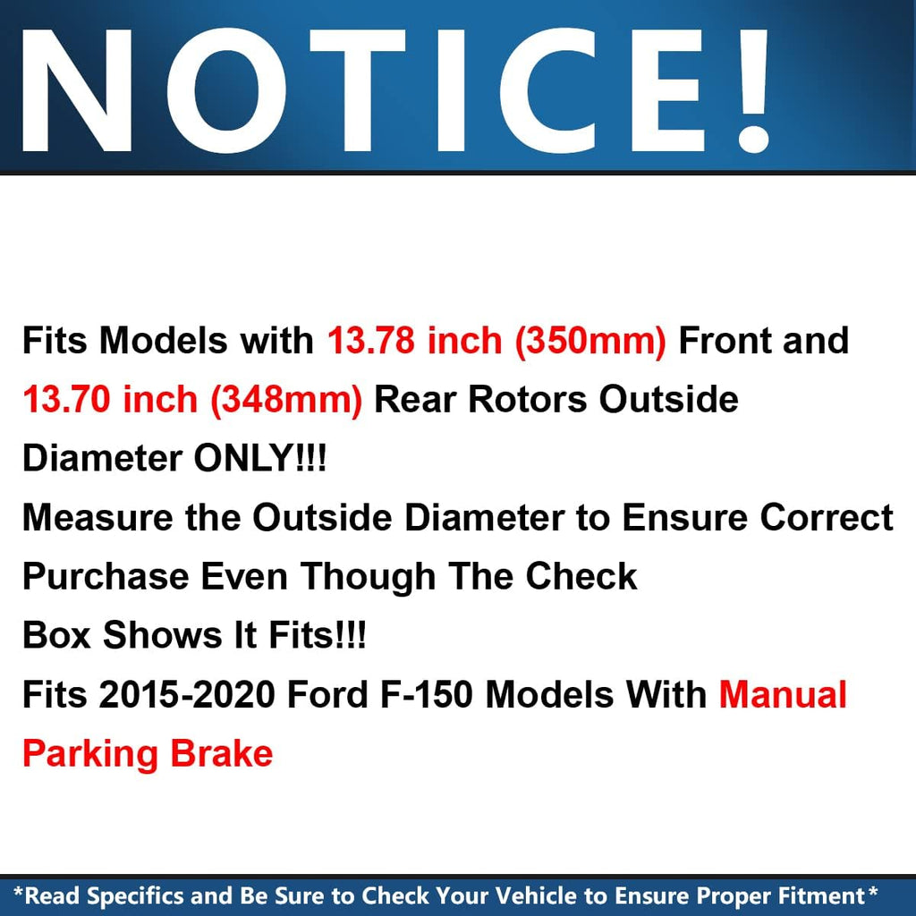 Detroit Axle - Brake Kit for 2012-2020 Ford F-150 Drilled & Slotted Brake Rotors and Ceramic Brakes Pads 2013 2014 2015 2016 2017 2018 2019 Front and Rear Replacement