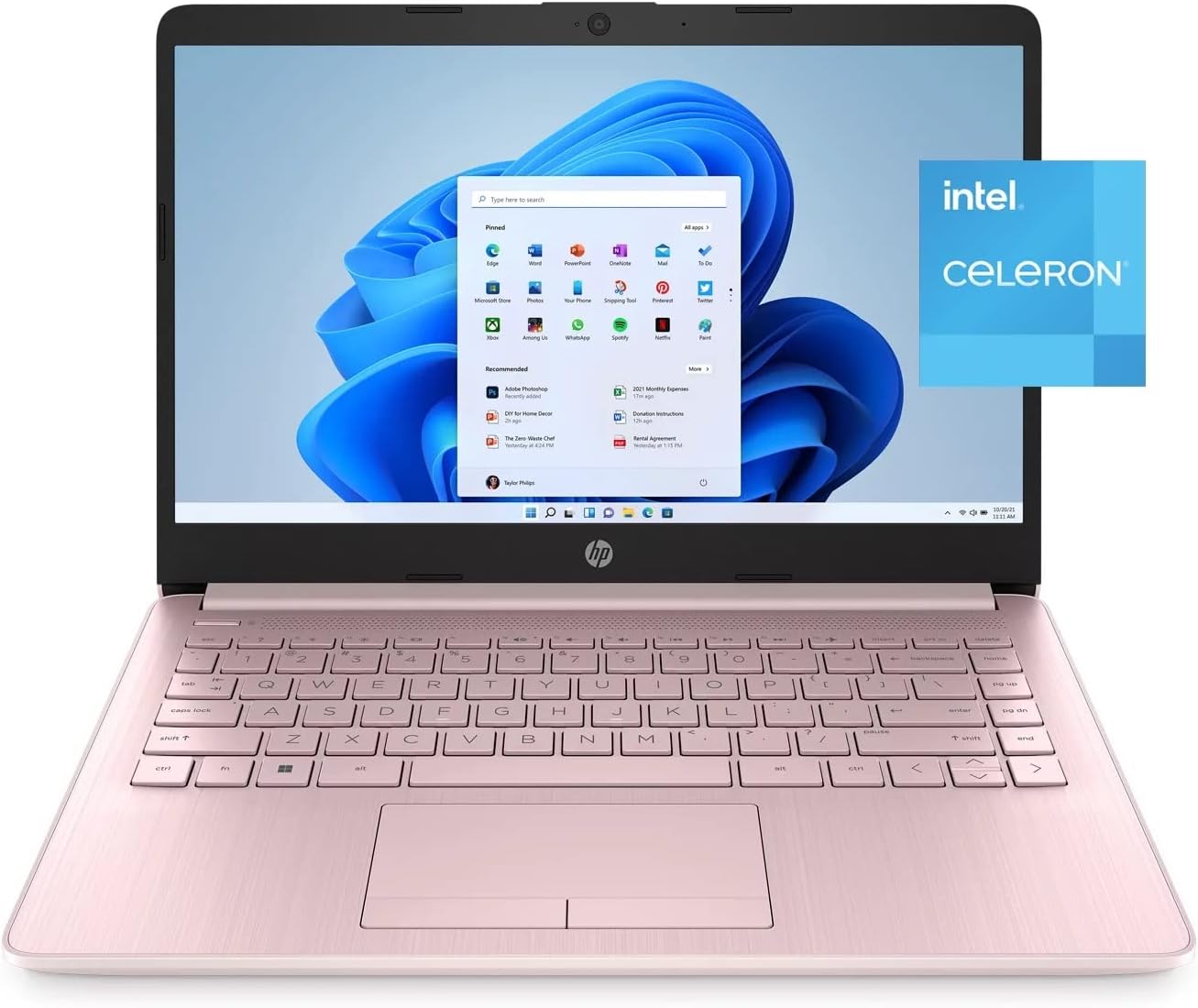 HP Stream 14' HD Laptop, Intel Celeron N4120, 4GB RAM, 64GB eMMC, Intel UHD Graphics, Thin & Portable, 4K Graphics, One Year of Microsoft 365, Windows 11 Home S Mode, Pink, 14-cf2112wm