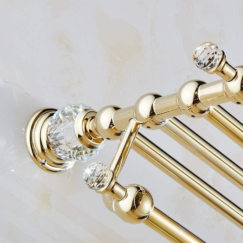 ZWJ-Towel Rack Europe of Double Crystal Towel Rack, Wall Shelf Bathroom with A Single Towel Rail, Round Base and Mount The Gold Rust Bath Towel Rack Bar Holder (Size : 50cm)