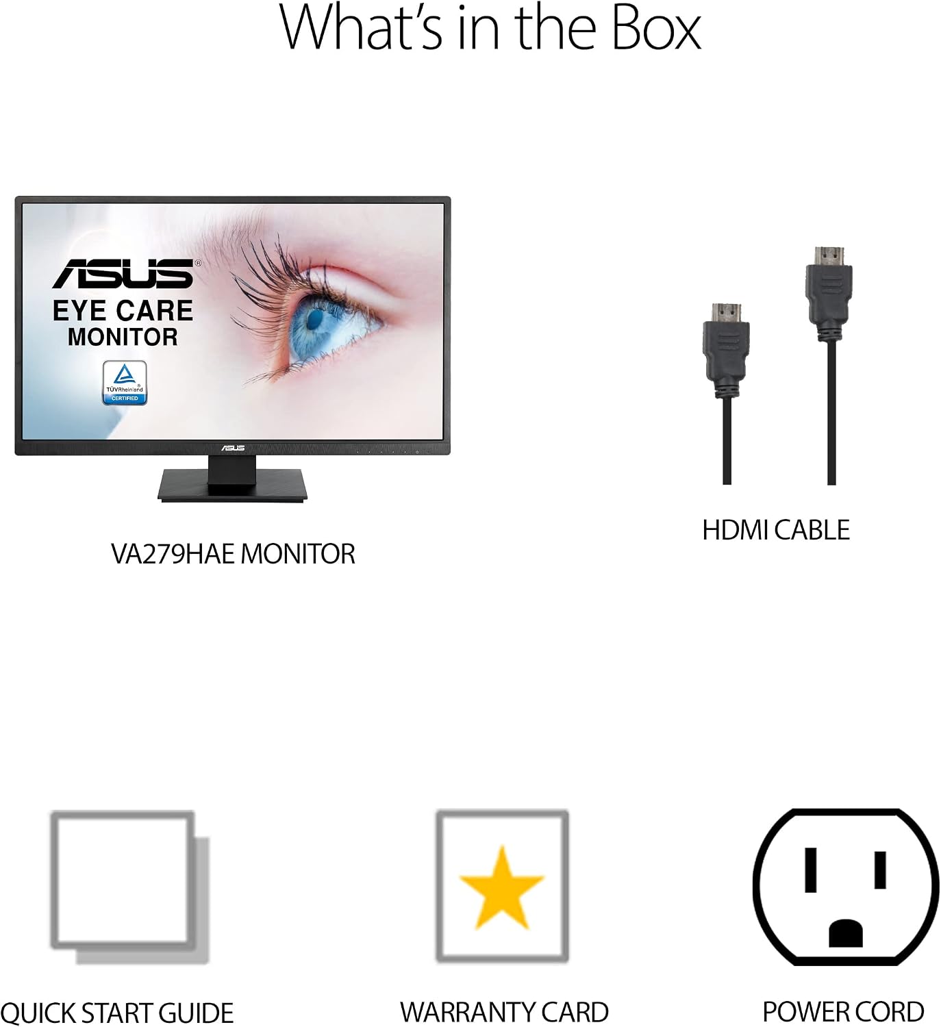 ASUS 27' 1080P Monitor - Full HD, Eye Care, Low Blue Light, Flicker-Free, VESA Mountable, Anti-Glare, D-Sub, HDMI Computer PC Monitor - VA279HAE