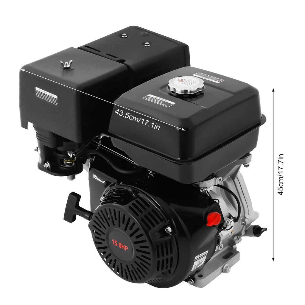 15HP 4-Stroke Gas Engine 420CC OHV Horizontal Shaft Single Cylinder Gas Engine, Recoil Start Go Kart Motor/Manually Starting Motor with Pull Handle and Silencer for Compressor Lawnmower