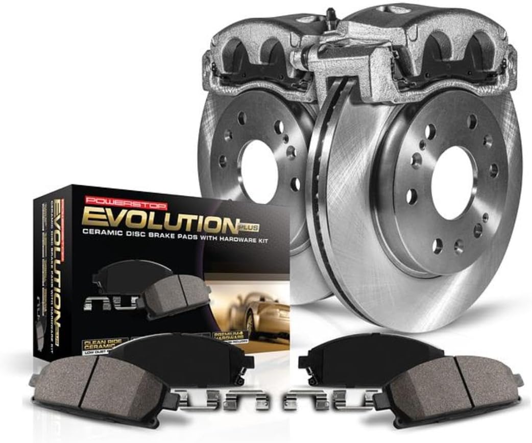 PowerStop Rear Brake & Caliper Kit for Toyota RAV4 2006-12 - Ceramic Brake Pads + Calipers + Disc Rotors Replacement, KCOE4671