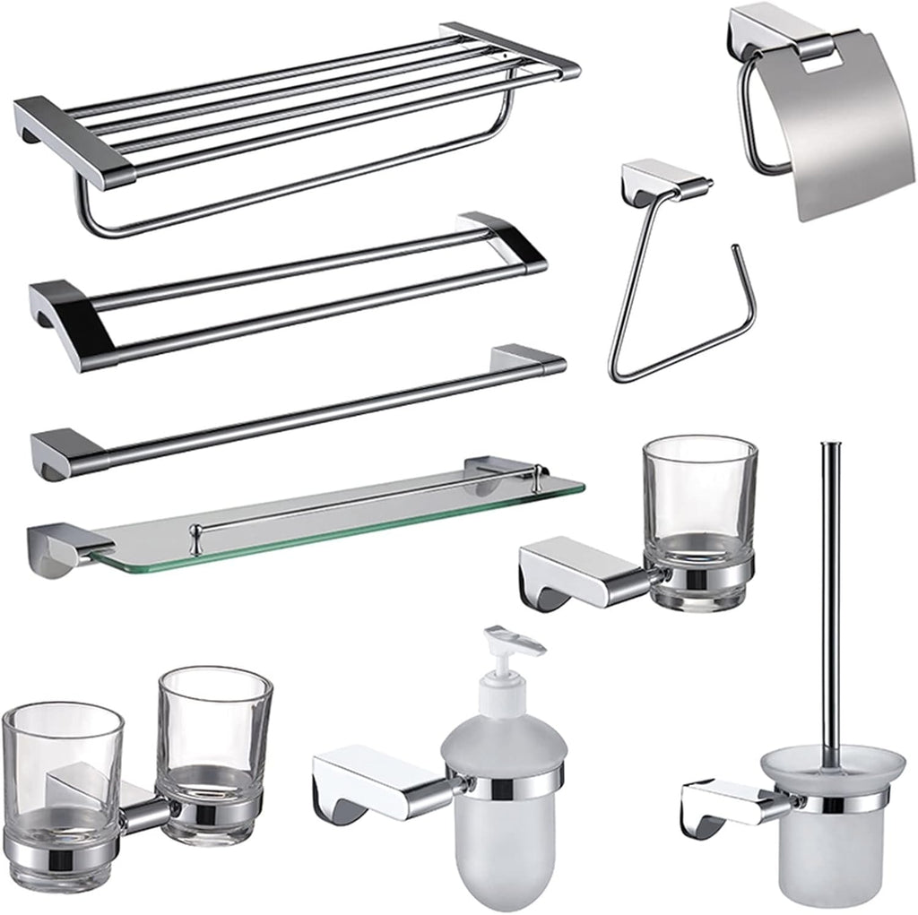 KETTEL Chrome Bathroom Hardware Set， Gold Holder Bathroom Accessories，Wall-Mounted Bathroom Rack Accessory Set，Fixtures Accessories Kit (Color : Bathroom Hardware Sets)