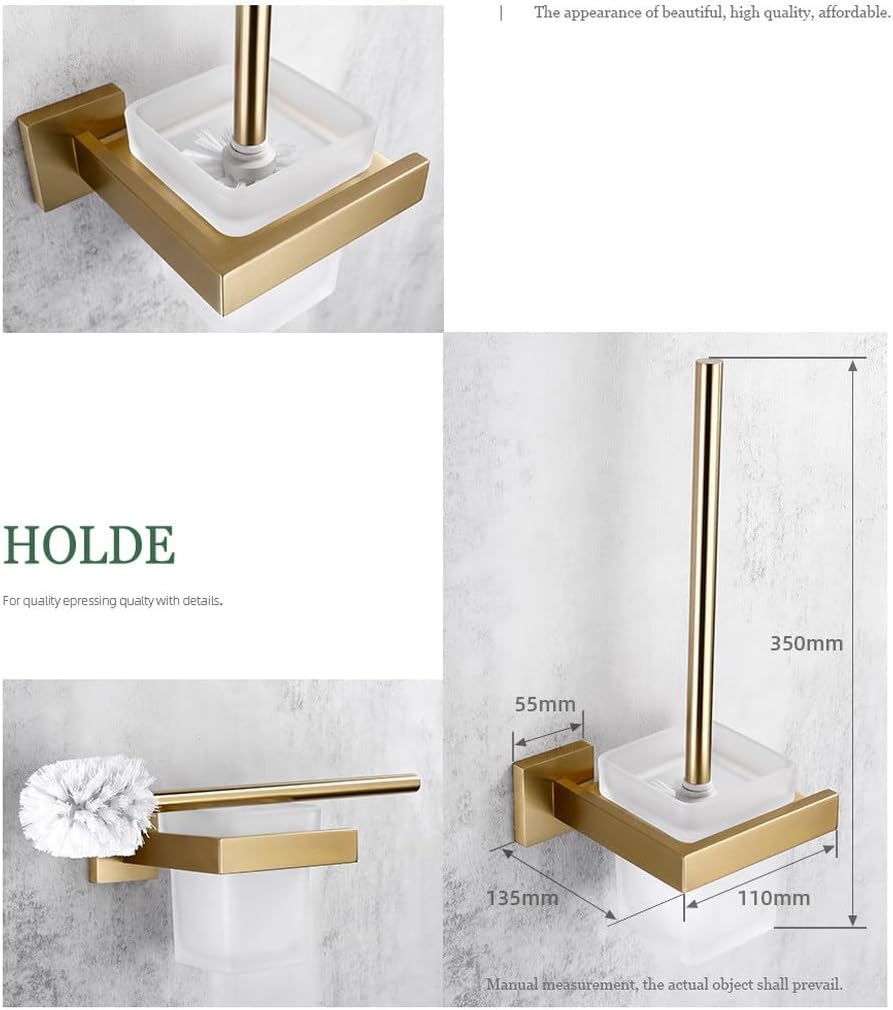 Matte Gold Towel Rack 304 Stainless Steel Bar Double Shelf Paper Holder Tissue Toilet Brush,CN