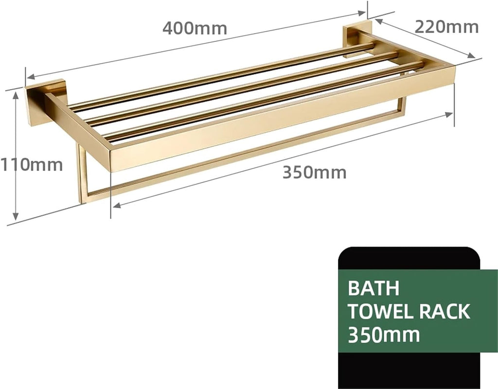 Matte Gold Towel Rack 304 Stainless Steel Towel Bar Double Towel Shelf Paper Holder Tissue Holder Toilet Holder(Towel Shelf-40)