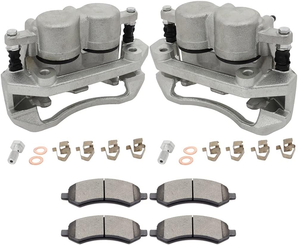 SCITOO Front Left & Right Brake Kit [4] Brake Pads [2] Brake Disc Calipers w/Bracket Compatible With 2007-2009 for Chrysler for Aspen,2009-2010 for Dodge for Dakota