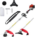 AMERISUN Weed Trimmer Gas Powered 26cc, Gas Weed Eater 2 in 1, 2 Cycle Air-Cooled Engine 10'' Brush Blade 16'' Cutting Width with Rubber Handle & Shoulder Strap Portable Quick Start